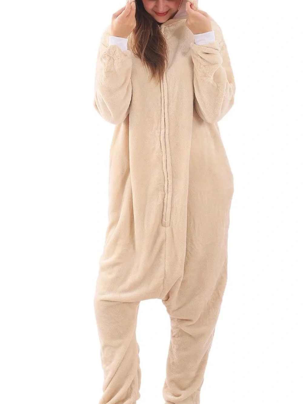 Kids L/XL or women Xs/S 3 Plush Hooded One-Piece Loungewear pug Dalmatian cat